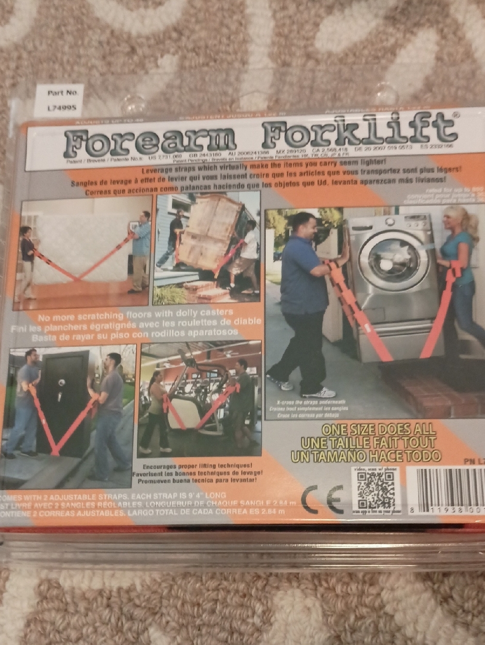 Orange Moving Straps - Heavy-Duty Lifting Aid